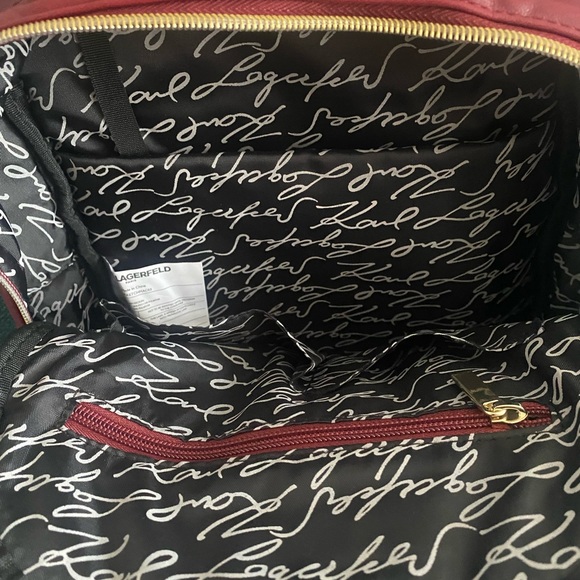 NWOT Karl Lagerfeld Chevron Backpack (Burgundy) - Picture 4 of 10